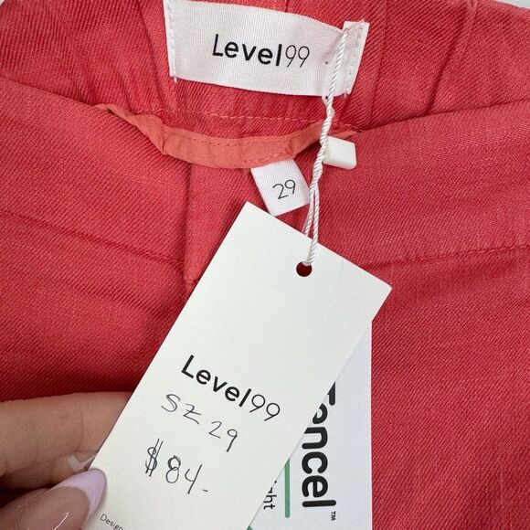 LEVEL 99 | NEW Nemo Coral Linen Tencel Shorts with Pockets Women’s Size 27 & 29 - Picture 6 of 10